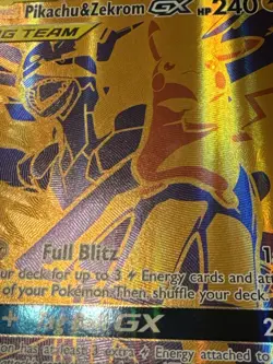 JUMBO Oversized Pikachu & Zekrom GX Tag Team Gold Promo SM248 Pokemon NM - Image 2