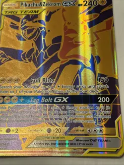 JUMBO Oversized Pikachu & Zekrom GX Tag Team Gold Promo SM248 Pokemon NM - Image 4