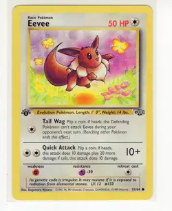 1x Eevee 1st Edition Jungle 51/64 Pokemon Card (Ref:DW) - Image 1