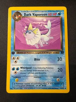 Pokemon TCG Dark Vaporeon 45/82 1st Edition Vintage 2000 Team Rocket WOTC NM - Image 1