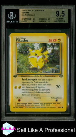 PIKACHU POKEMON 60/64 1999 JUNGLE 1ST EDITION GERMAN BGS 9.5 - Image 1