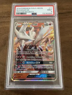 2018 Pokemon Sun & Moon #11 Reshiram GX Dragon Majesty PSA 9 Mint - Image 1