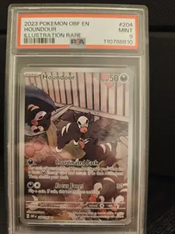 2023 Pokemon Obsidian Flames Houndour 204/197 Illustration Rare - PSA 9 MINT - Image 1