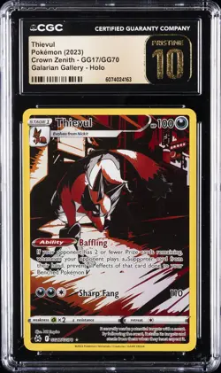 2023 POKEMON CROWN ZENITH GALARIAN GALLERY - HOLO #GG17 THIEVUL CGC 10 PERFECT - Image 1