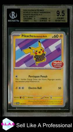 PIKACHU BERKEMEJA BATIK SHIRT POKEMON 154/SV-P 2024 SC&VI PRM INDONESIAN BGS 9.5 - Image 1