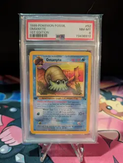 Pokemon VTG - Vintage Omanyte 52/62 Fossil First Edition PSA 8 NM-MT - Image 1