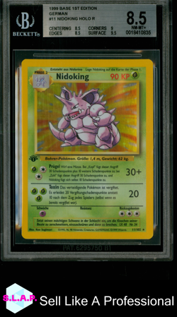 NIDOKING POKEMON 11/102 1999 BASE SET 1ST EDITION HOLO GERMAN BGS 8.5 - Image 1