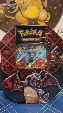Pokemon TCG Scarlet and Violet Paldean Fates Tin Shiny Charizard ex (Sealed) - Image 2