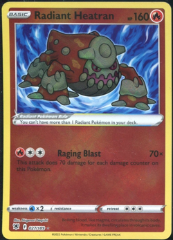 Radiant Heatran 027/189 - Radiant Rare - SWSH Astral Radiance Pokemon Card NM - Image 1