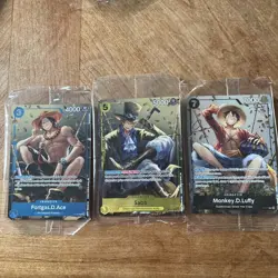 One Piece TCG Mini Tin Set 2 Promo Trio P-073 Sabo P-074 Ace P-075 Luffy - Image 1