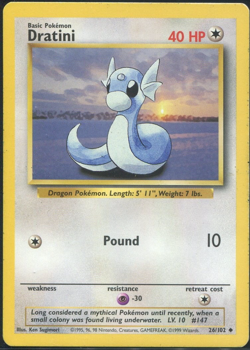 DRATINI 26/102 - Base Set - VINTAGE WOTC - Pokemon Card - Unlimited -LP - Image 1
