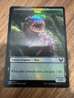 MTG 1X PEST / SPIRIT DOUBLE SIDED TOKEN STRIXHAVEN LP/NM FOIL - Image 2