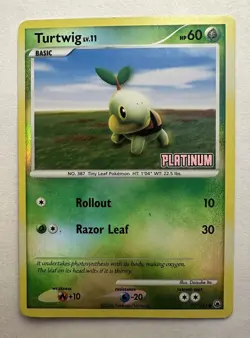 Turtwig 77/100 Holo Platinum STAMPED Majestic Dawn Pokemon TCG 2008 - Image 1