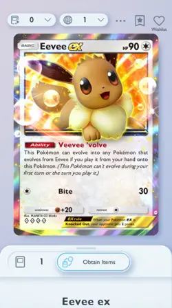 Pokemon Pocket TCG | Eevee Grove | Eevee Ex | 4 Dianmond | DIGITAL CARD ONLY - Image 1