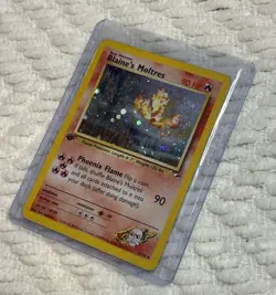2000 Pokemon Blaine’s Moltres 1st Edition Gym Heroes Holo Rare 1/132 See Photos - Image 1