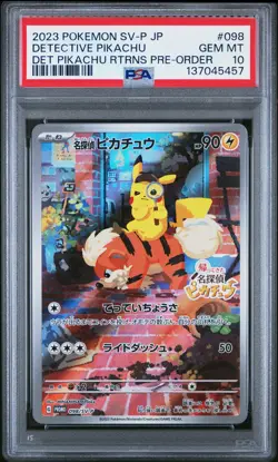 2023 POKEMON JPN SV-P PROMO #098 DETECTIVE PIKACHU PSA 10 - Image 1
