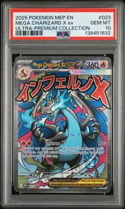 2025 POKEMON MEP EN-ME BLACK STAR PROMO #023 MEGA CHARIZARD X EX PSA 10 - Image 1