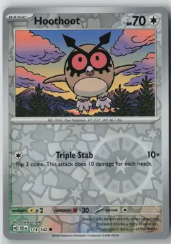 Hoothoot (114/142) [Common,Reverse Holo] Pokemon SV07: Stellar Crown [ENG] - Image 1