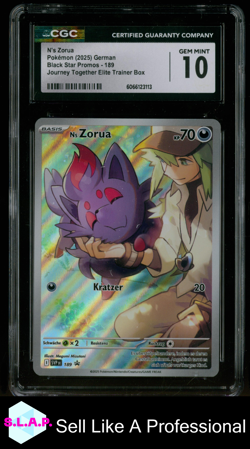 N'S ZORUA POKEMON 189 2025 BLACK STAR PROMOS GER CGC 10 - Image 1