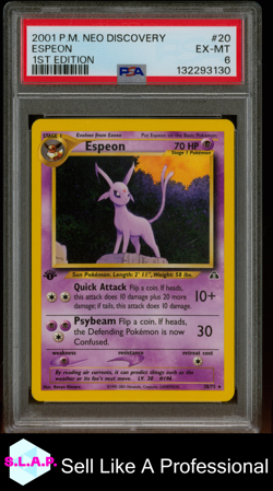 ESPEON 1ST EDITION POKEMON NEO DISCOVERY 2001 20 PSA 6 - Image 1