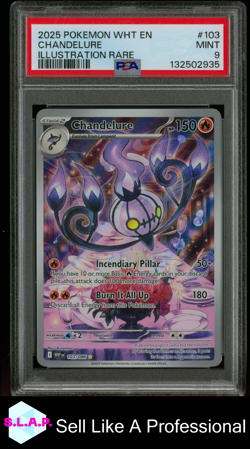 CHANDELURE ILLUSTRATION RARE POKEMON WHT EN-WHITE FLARE 2025 103 PSA 9 - Image 1
