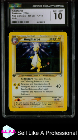 AMPHAROS NEO GENESIS - 1ST EDITION HOLO 1/111 POKEMON CGC 10 - Image 1