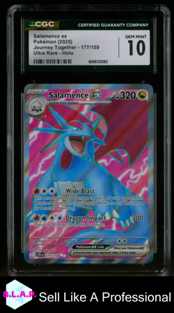 SALAMENCE EX POKEMON 177 2025 JOURNEY TOGETHER ENG CGC 10 - Image 1