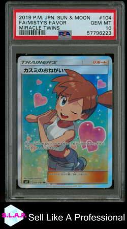 FA/MISTY'S FAVOR POKEMON JAP SM MIRACLE TWINS 2019 104 PSA 10 - Image 1