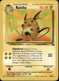 Raichu 29/62 Fossil Unlimited Non Holo Rare Vintage Pokemon TCG WOTCCC - Image 1