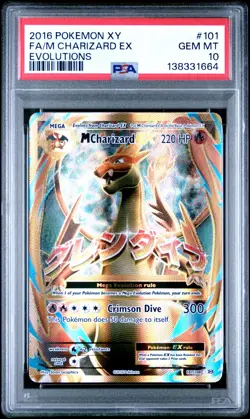 2016 POKEMON XY EVOLUTIONS #101 FULL ART/M CHARIZARD EX PSA 10 - Image 1