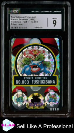 FUSHIGIBANA (VENUSAUR) POKEMON NO.003 1998 BANDAI SEALDASS PRISM HOLO JP CGC 9 - Image 1