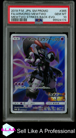 FA/ARMORED MEWTWO MEWTWO STRIKES BACK-EVO. POKEMON JAP SM PROMO 2019 365 PSA 10 - Image 1