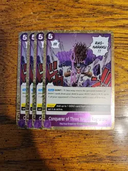 One Piece TCG Conquerer of Three Worlds Ragnaraku EB01-039 Playset (x4) - Image 1