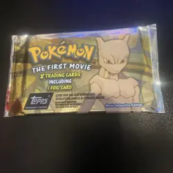 Topps Pokemon THE FIRST MOVIE Booster Pack 9 Cards Foil Black Logo Sealed NEW - Image 1