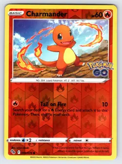 Charmander 008/078 2022 Pokemon GO Pokemon Card TCG Reverse Holo Common - VLP - Image 1
