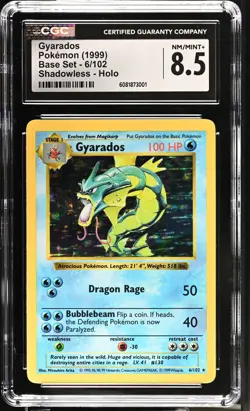 CGC 8.5 Gyarados 1999 Base Set 6/102 Shadowless Holo Pokemon Card - Image 1