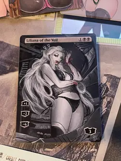 Anime Waifu Daki Hand Painted Liliana Of The Veil MTG by Sjc_Alters - Image 1
