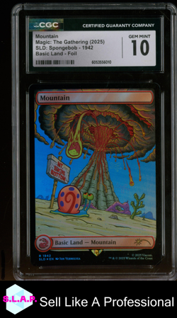 MOUNTAIN SLD: SPONGEBOB LANDS UNDER THE SEA FOIL 1942 MAGIC THE GATHERING CGC 10 - Image 1