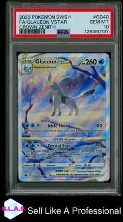 FA/GLACEON VSTAR CROWN ZENITH POKEMON SWSH CROWN ZENITH 2023 GG40 PSA 10 - Image 1