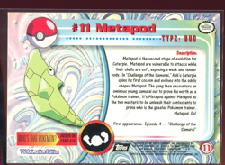Pokemon Topps Metapod #11 - Series 1 Pokemon Topps Trading Cards 1999 LP Card - Image 2