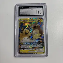 CGC 10 GEM MINT Raichu & Alolan Raichu Gx Tag Team 008/054 Pokemon japanese Card - Image 1