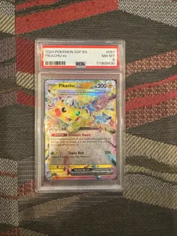 2024 Pokemon SSP En-Surging Sparks Pikachu Ex #057 PSA 8 NM-MINT (288) - Image 1