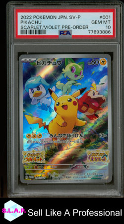 PIKACHU POKEMON SV-P 001 2022 SCARLET/ VIOLET PRE- ORDER FOIL JAPANESE PSA 10 - Image 1
