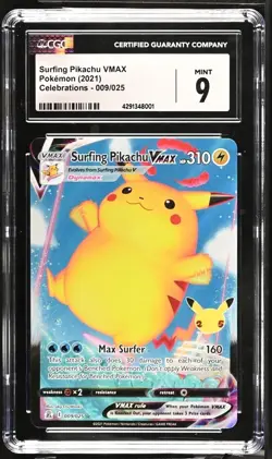 Pokemon Surfing Pikachu VMAX 009/025 Celebrations CGC 9 - Image 1