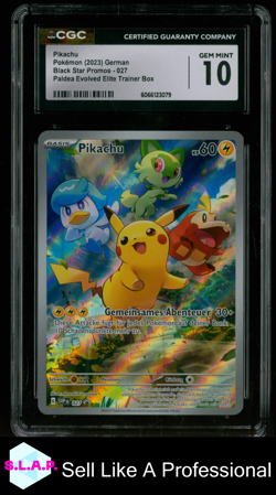PIKACHU POKEMON 27 2023 BLACK STAR PROMOS GER CGC 10 - Image 1