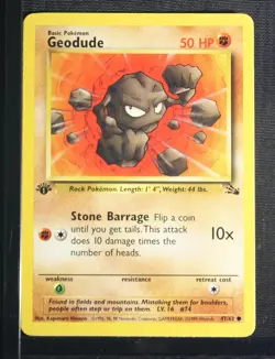 PSA 9 MINT 1999 Pokemon Fossil #47 Geodude 1st Edition !!! - Image 3