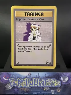 Pokemon Card Imposter Professor Oak 102/130 Rare Base Set WOTC Trainer LP - Image 1