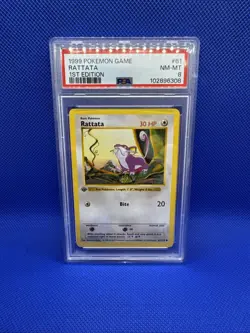 1999 Pokemon First Edition Rattata PSA 8 NM-MT - Image 1