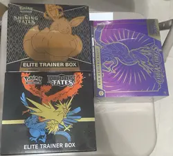 Pokemon Elite Trainer Box Lot Of 3 Sealed Hidden fates, Shining Fates, S&V Base - Image 1