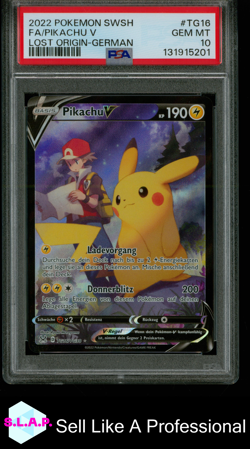 FA/PIKACHU V LOST ORIGIN-GER POKEMON SWORD & SHIELD LOST ORIGIN 2022 TG16 PSA 10 - Image 1
